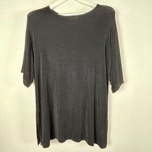Vivyd Wowmens Black Short-Sleeve Jersey Tunic Top Medium Stretch Casual T-Shirt